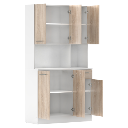 Dulap de bucătărie cu şase uşi, alb/stejar sonoma, PELION NEW [1]