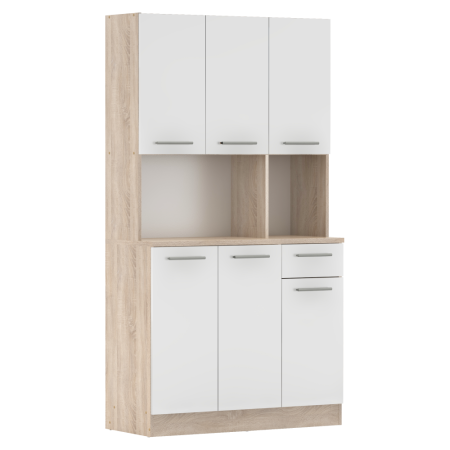 Bucatarie - Dulap de bucătărie cu şase uşi, stejar sonoma/alb, PELION NEW