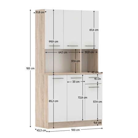 Dulap de bucătărie cu şase uşi, stejar sonoma/alb, PELION NEW [9]
