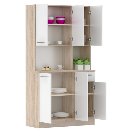 Dulap de bucătărie cu şase uşi, stejar sonoma/alb, PELION NEW [2]