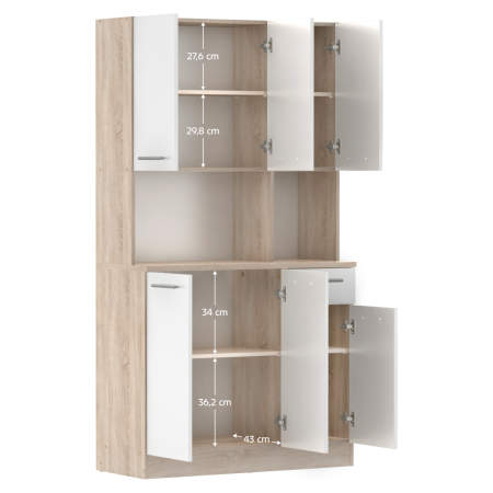 Dulap de bucătărie cu şase uşi, stejar sonoma/alb, PELION NEW [8]