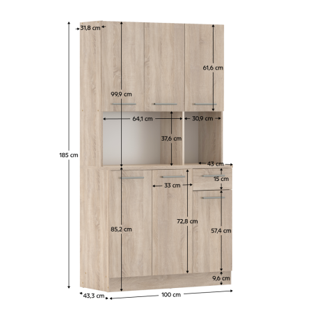 Dulap de bucătărie cu şase uşi, stejar sonoma, PELION NEW [7]