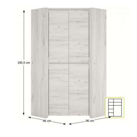 Dulap de colţ typ 21, alb craft, ANGEL [2]