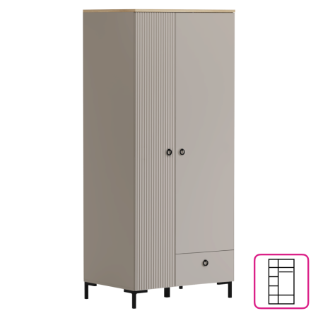 Toate Produsele - Dulap, gri-maroniu Taupe/stejar silverjack, DOMCA 2D1S