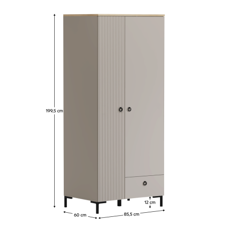 Dulap, gri-maroniu Taupe/stejar silverjack, DOMCA 2D1S [6]