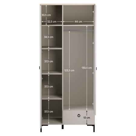 Dulap, gri-maroniu Taupe/stejar silverjack, DOMCA 2D1S [4]