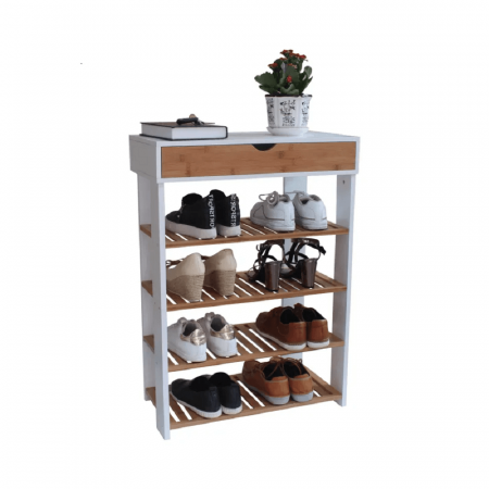 Mobilier Hol/Cuiere - Dulap încălţâminte, alb/natural, NUGET TYP 1