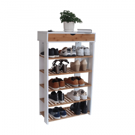Mobilier Hol/Cuiere - Dulap încălţâminte, alb/natural, NUGET TYP 2