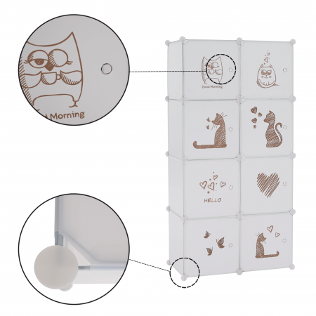 Dulap modular pentru copii, model alb / maro, KIRBY [2]