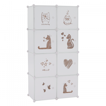 Camera copiilor - Dulap modular pentru copii, model alb / maro, KIRBY