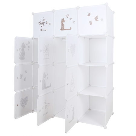 Dulap modular pentru copii, model alb / maro pentru copii, KITARO [2]