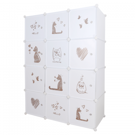 Dulap modular pentru copii, model alb / maro pentru copii, KITARO [4]