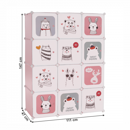 Dulap modular pentru copii, roz/ model copii, NURMI [2]