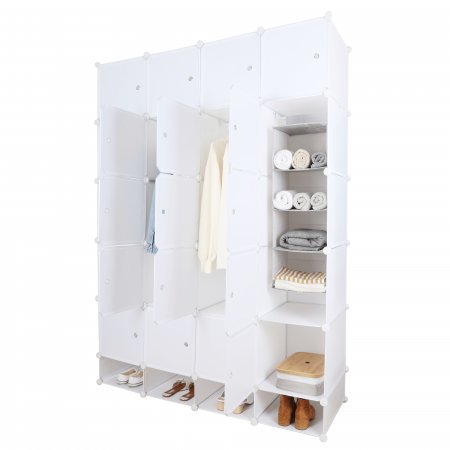 Dulapuri haine si Sifoniere - Dulap multifuncţional modular, alb, ZAFOD
