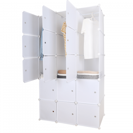 Dulapuri haine si Sifoniere - Dulap multifuncţional modular, alb, ZALVO
