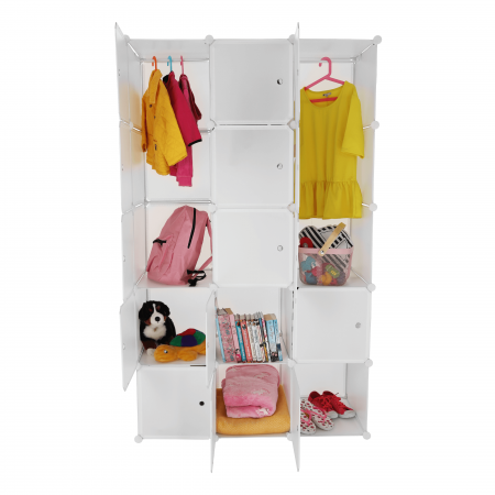 Dulap multifuncţional modular, alb, ZALVO [12]