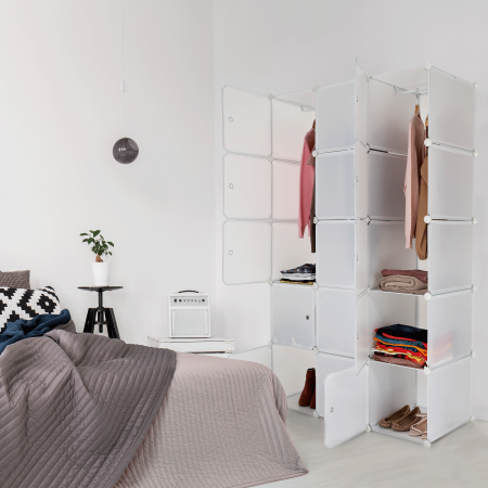 Dulap multifuncţional modular, alb, ZALVO [14]