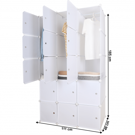 Dulap multifuncţional modular, alb, ZALVO [22]
