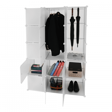 Dulap multifuncţional modular, alb, ZALVO [11]