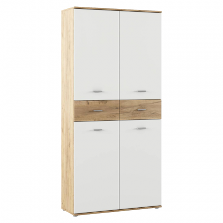 Pantofare Hol - Dulap pantofar incaltaminte spatios , cu 10 rafturi si 2 sertare , alb/stejar artisan, 90 cm lungime x 35 cm adancime x 191 cm inaltime, incap peste 25 -28 perechi incaltaminte aproximativ