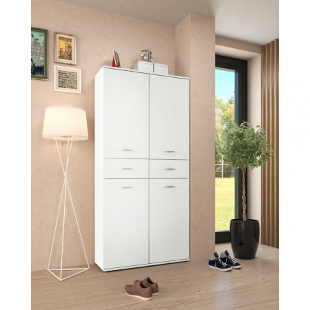 Dulap pantofar incaltaminte spatios , cu 10 rafturi si 2 sertare , alb, 90 cm lungime x 35 cm adancime x 191 cm inaltime, incap peste 25 -28 perechi incaltaminte aproximativ [3]