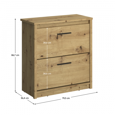 Dulap pentru pantofi 2K, stejar Artisan, AIRON [1]
