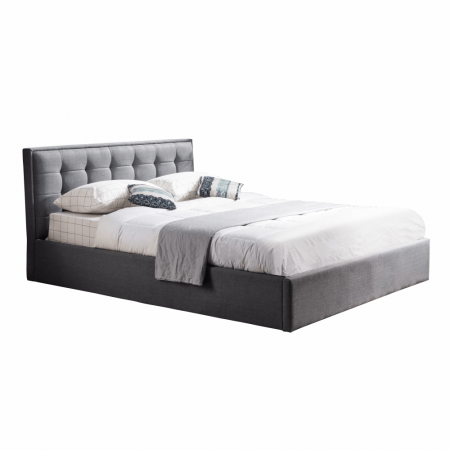 Pat tapitat- elegant ,suport de saltea rabatabil inclus , 160x200 sau 180x200 , stofa gri ,Bortis Impex [2]