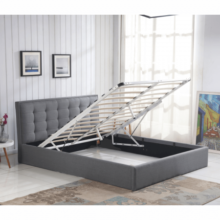 Promotia saptamanii (extra discount )  - % - Pat tapitat- elegant ,suport de saltea rabatabil inclus , 160x200 sau 180x200 , stofa gri ,Bortis Impex