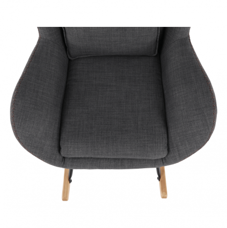 Fotoliu balansoar, material textil gri/lemn, HARPER [4]