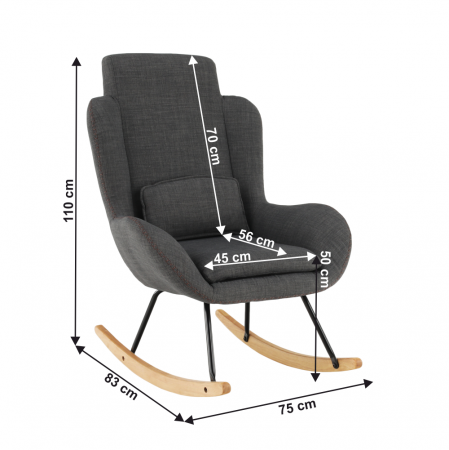 Fotoliu balansoar, material textil gri/lemn, HARPER [10]