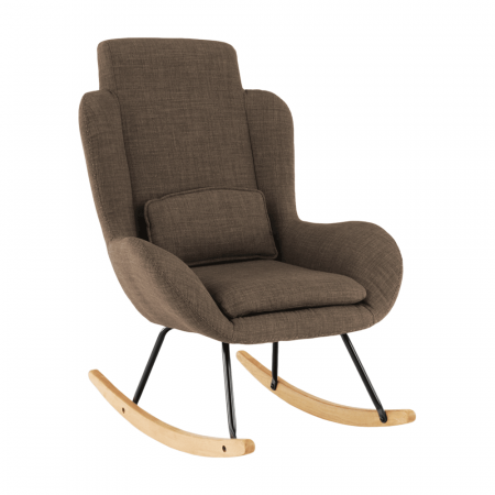 Fotolii balansoar/relaxante - Fotoliu balansoar, material textil maro deschis/lemn, HARPER
