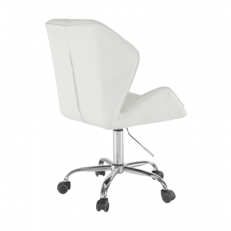 Fotoliu birou, baza metal cromat ,reglabil, pe rotile ,piele eco alba,Bortis [1]