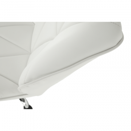 Fotoliu birou, baza metal cromat ,reglabil, pe rotile ,piele eco alba,Bortis [5]