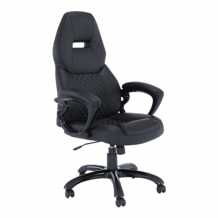 Mobilier Birou - Fotoliu birou, piele eco neagră, HEVYR