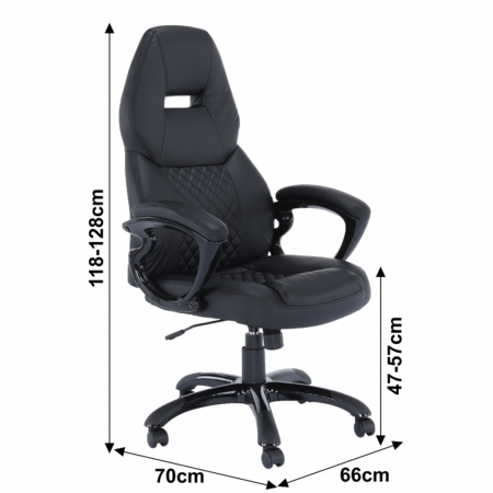 Fotoliu birou, piele eco neagră, HEVYR [7]