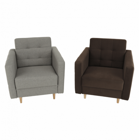 Fotoliu complet tapiţat, material textil gri, AMEDIA [13]