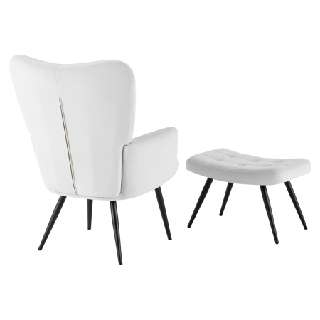 Fotoliu cu suport pentru picioare, gri deschis ţesătură Velvet/negru, HABEN [4]