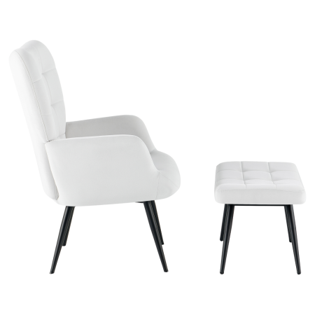 Fotoliu cu suport pentru picioare, gri deschis ţesătură Velvet/negru, HABEN [3]