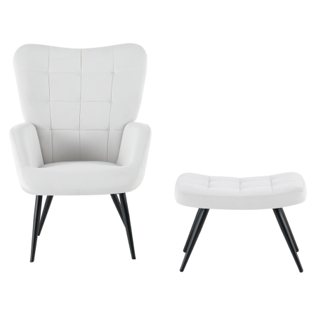 Fotoliu cu suport pentru picioare, gri deschis ţesătură Velvet/negru, HABEN [2]