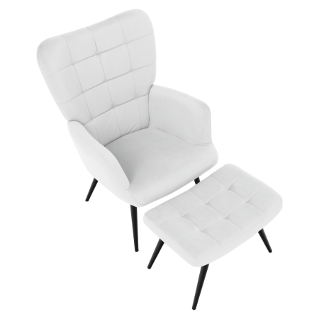 Fotoliu cu suport pentru picioare, gri deschis ţesătură Velvet/negru, HABEN [5]