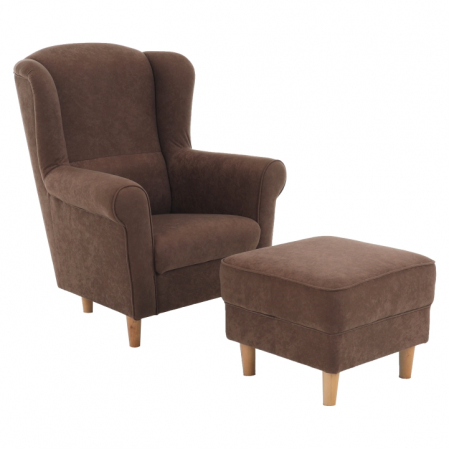 Fotolii balansoar/relaxante - Fotoliu cu taburet, material maro, ASTRID