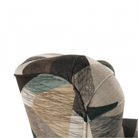 Fotoliu cu taburet, material maro-verde cu model, ASTRID [12]
