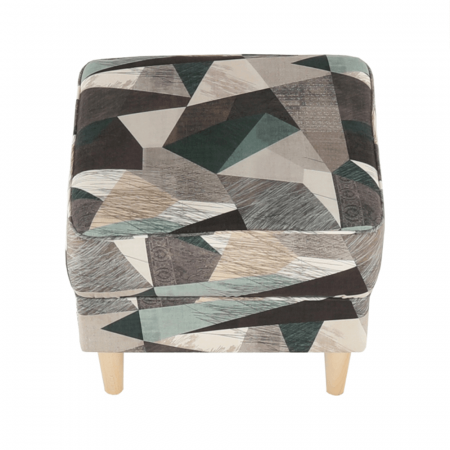Fotoliu cu taburet, material maro-verde cu model, ASTRID [6]