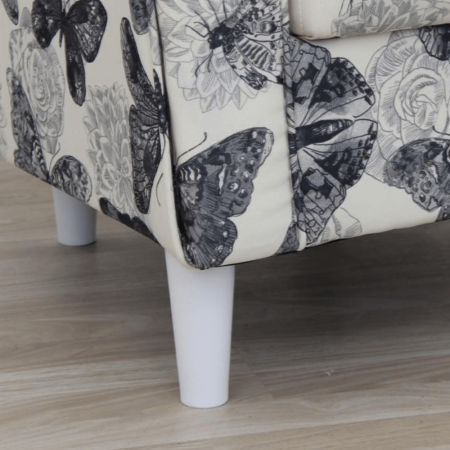 Fotoliu cu taburet, material textil imprimeu fluturi 1, ASTRID [2]