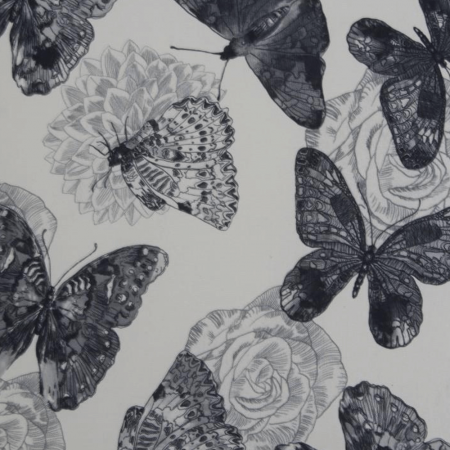 Fotoliu cu taburet, material textil imprimeu fluturi 1, ASTRID [6]