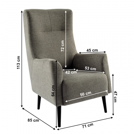 Fotoliu cu urechi, gri/ negru, SAMY [5]