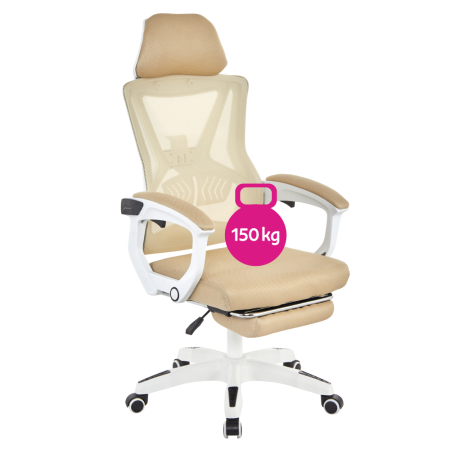 Scaune Birou - Fotoliu de birou, bej/alb, portanţă 150 kg, MALVIN