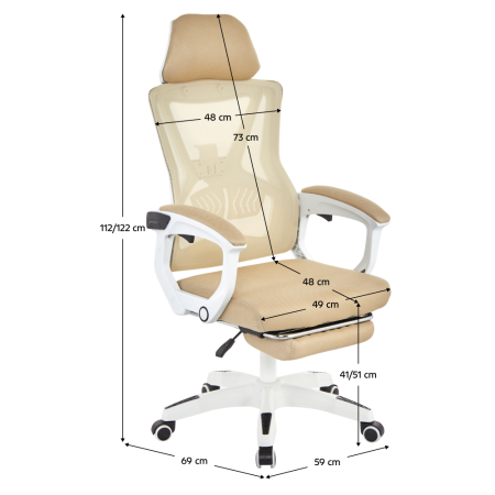 Fotoliu de birou, bej/alb, portanţă 150 kg, MALVIN [1]