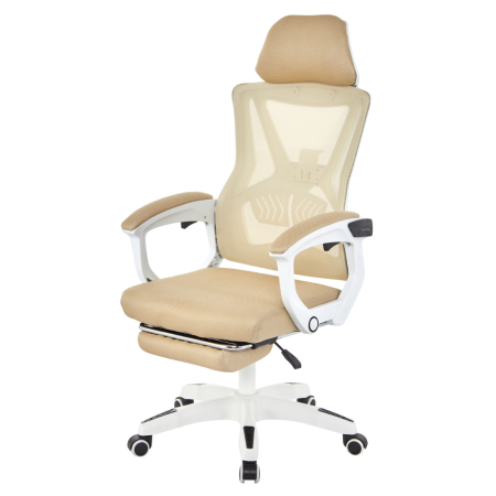 Fotoliu de birou, bej/alb, portanţă 150 kg, MALVIN [4]