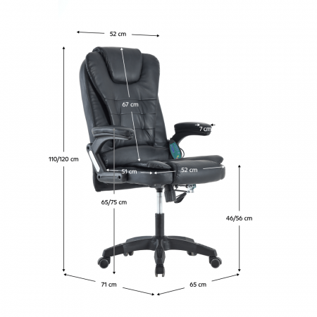 Fotoliu de birou cu funcţie de masaj, negru, TYLER NEW [2]